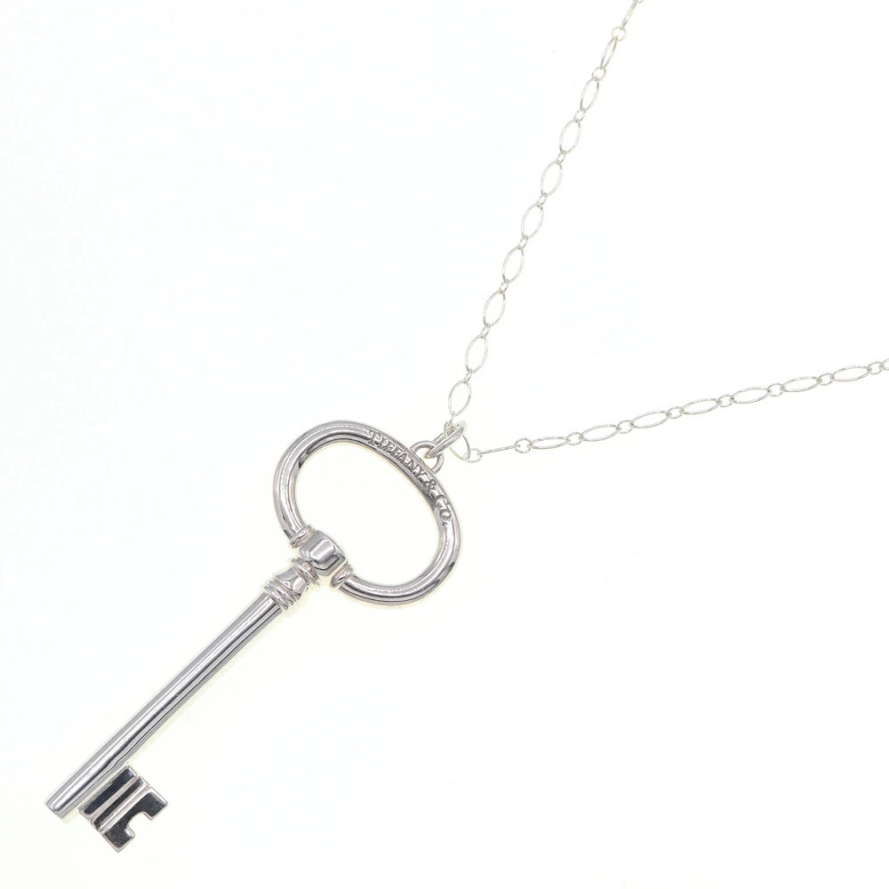 Tiffany Co Oval Key Necklace Sterling Silver Pendant Long Chain Accessory